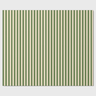 Olive Green and Cream Vertical Wrapping Paper
