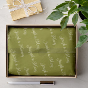 Olive Green And Elegant Cream Script Boho Wedding Tissue Paper