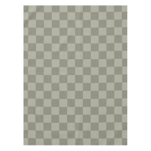 Olive Green and Grey Chequered Pattern Design Tablecloth