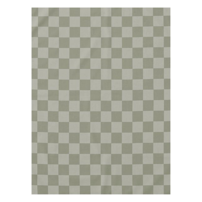 Olive Green and Grey Chequered Pattern Design Tablecloth (Front)