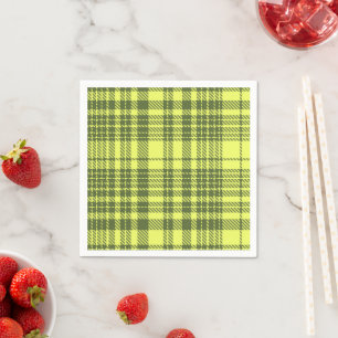 Olive Green and Lime Yellow Plaid Tartan Napkin