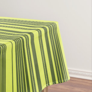 Olive Green and Lime Yellow Stripes  Tablecloth