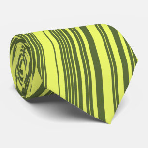 Olive Green and Lime Yellow Stripes Tie