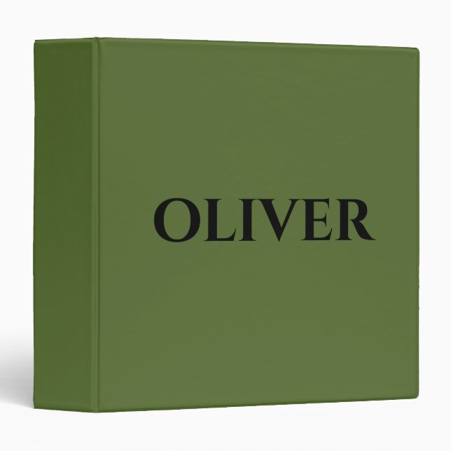 Olive Green and Minimalist Black Name   Binder (Front/Spine)