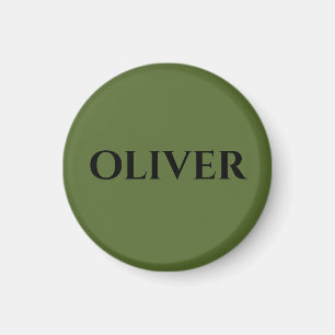 Olive Green and Minimalist Black Name Magnet