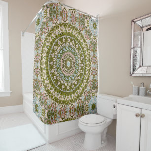 Olive Green and Pastel Mandala Pattern