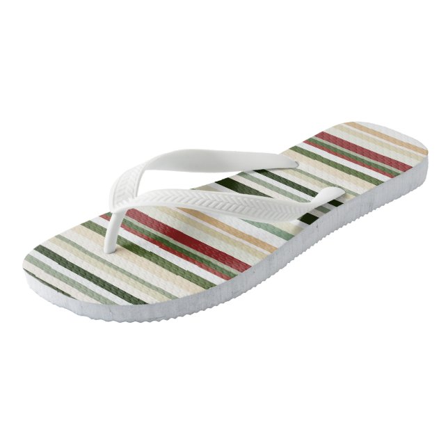 Olive, green and red Stripes Flip Flops (Angled)