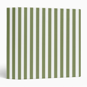 Olive green and white candy stripes binder