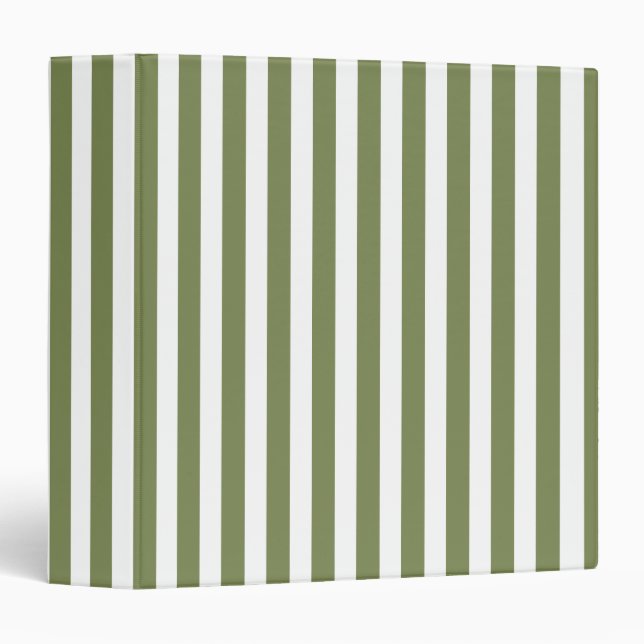 Olive green and white candy stripes binder (Front/Spine)