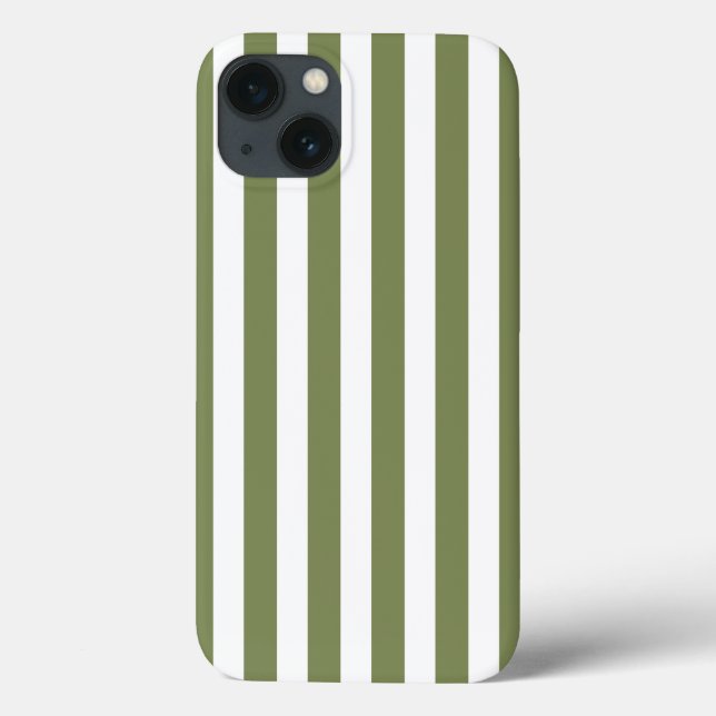 Olive green and white candy stripes Case-Mate iPho iPhone Case (Back)
