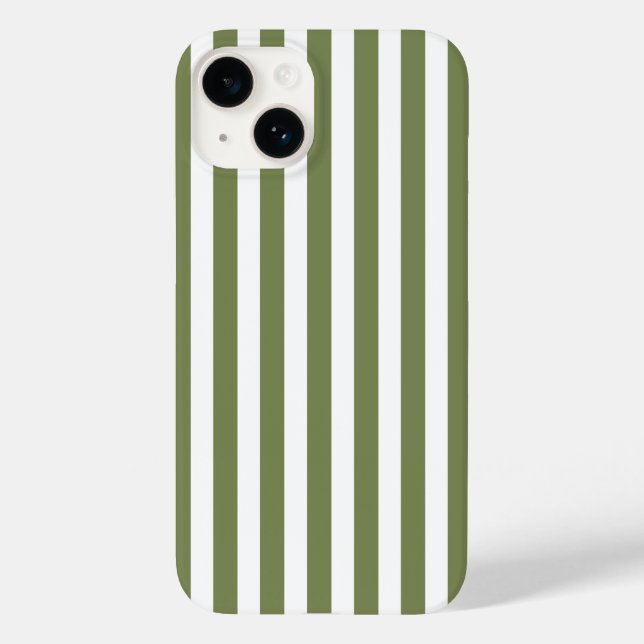 Olive green and white candy stripes Case-Mate iPhone case (Back)