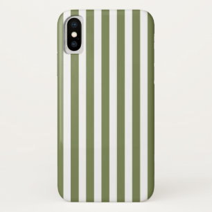 Olive green and white candy stripes Case-Mate iPhone case