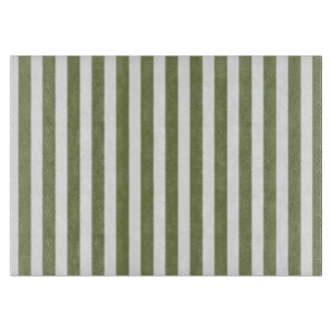 Olive green and white candy stripes cutting board