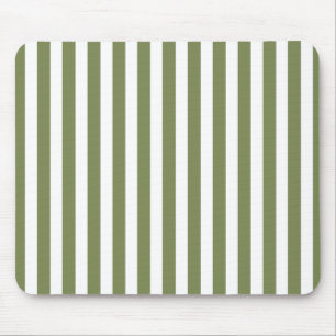 Olive green and white candy stripes mouse pad