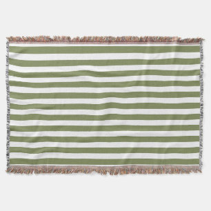 Olive green and white candy stripes throw blanket