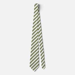 Olive green and white candy stripes tie