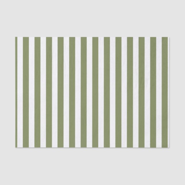 Olive green and white candy stripes tissue paper (Front)