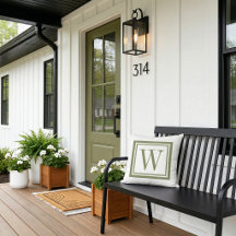 Olive Green and White Classic Square Monogram