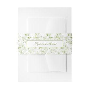 Olive Green and White Damask Invitation Belly Band