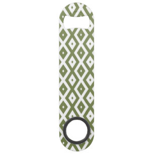 Olive green and white diamond pattern bar key