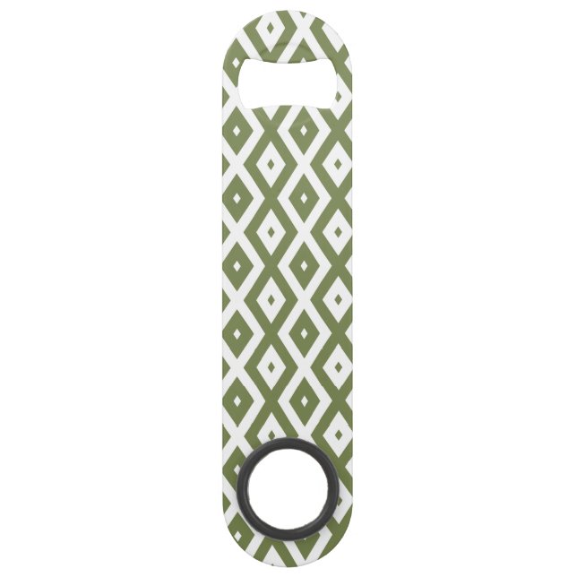 Olive green and white diamond pattern bar key (Front)