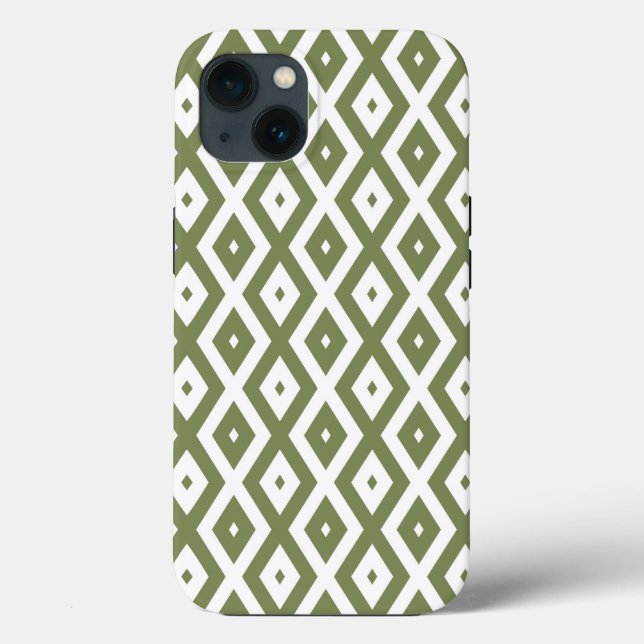 Olive green and white diamond pattern Case-Mate iP Case-Mate iPhone Case (Back)