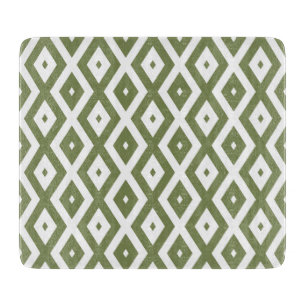 Olive green and white diamond pattern cutting board