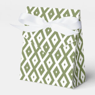 Olive green and white diamond pattern favor box