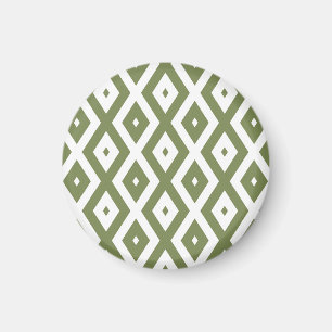 Olive green and white diamond pattern magnet