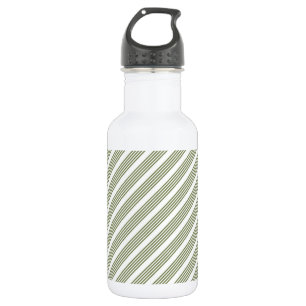 Olive green and white five stripe pattern 532 ml water bottle