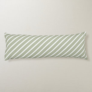 Olive green and white five stripe pattern body pillow