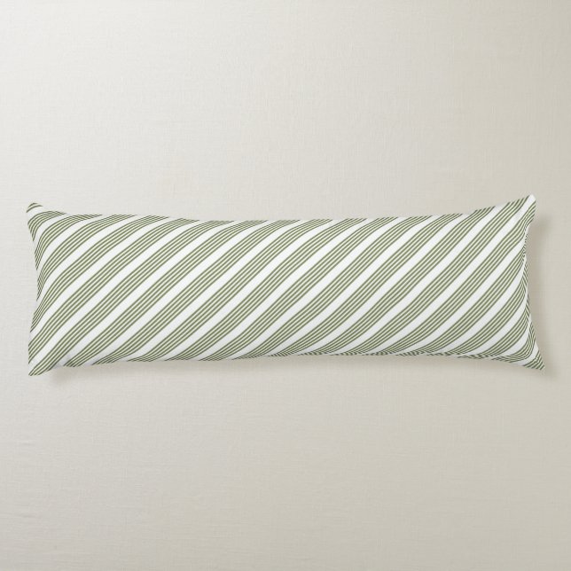 Olive green and white five stripe pattern body pillow (Back)
