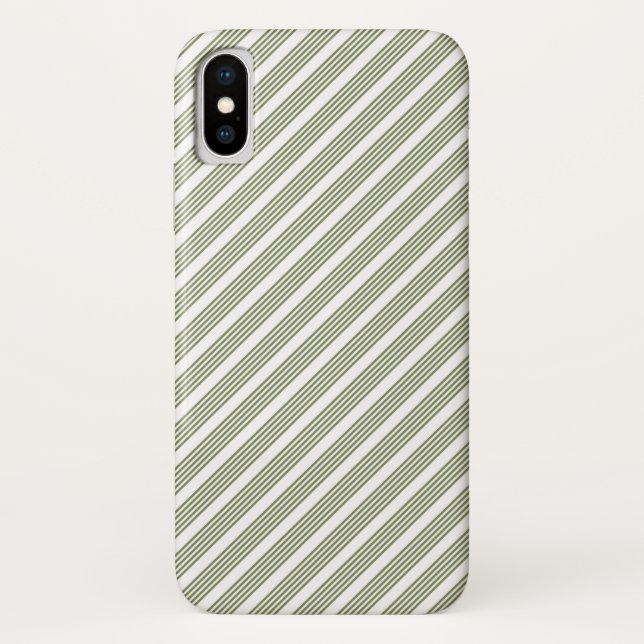Olive green and white five stripe pattern Case-Mate iPhone case (Back)