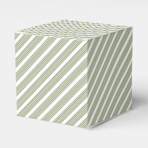 Olive green and white five stripe pattern favor box
