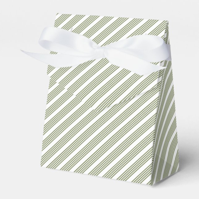 Olive green and white five stripe pattern favor box (Front Side)