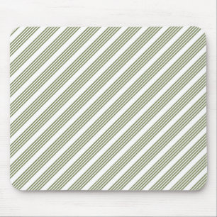 Olive green and white five stripe pattern mouse pad