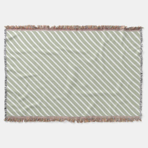 Olive green and white five stripe pattern throw blanket