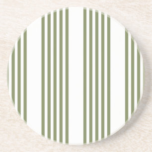 Olive green and white five stripes pattern coaster
