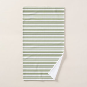 Olive green and white five stripes pattern hand towel