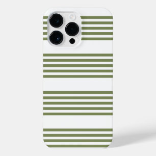 Olive green and white five stripes pattern iPhone 14 pro max case