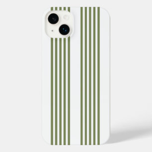 Olive green and white five stripes pattern iPhone 14 plus case