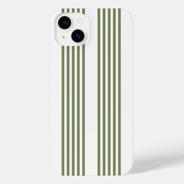 Olive green and white five stripes pattern iPhone case (Back)