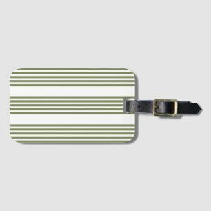 Olive green and white five stripes pattern luggage tag