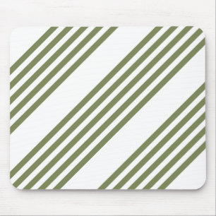 Olive green and white five stripes pattern mouse pad
