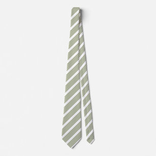 Olive green and white five stripes pattern tie