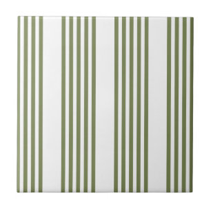 Olive green and white five stripes pattern tile
