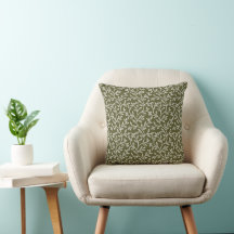 Olive Green and White Floral Pattern