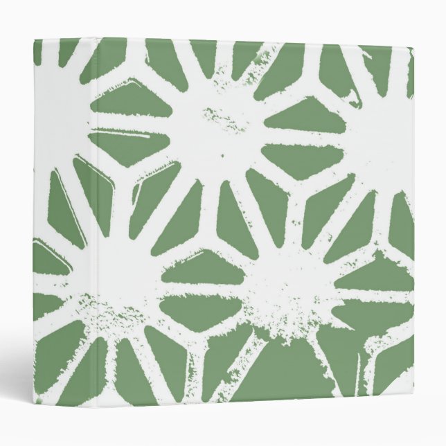 Olive green and white geometric pattern binder (Front/Spine)