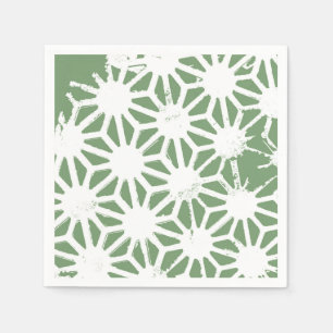 Olive green and white geometric pattern napkin
