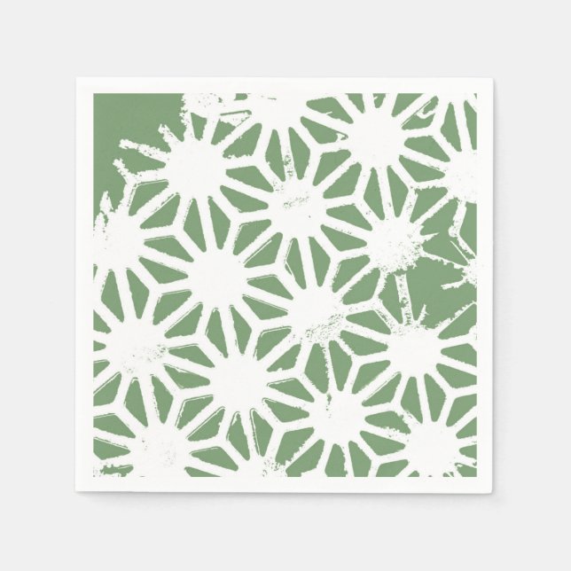 Olive green and white geometric pattern napkin (Front)